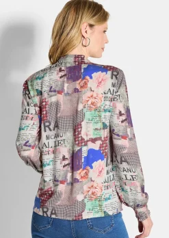 Bluse mit Stehkragen aus Viskose-Satin