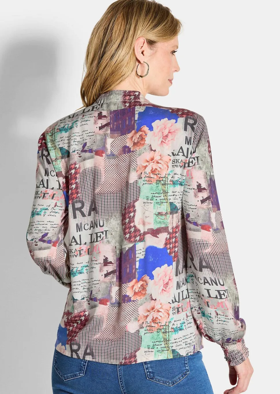 Bluse mit Stehkragen aus Viskose-Satin