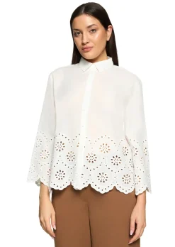 Bluse mit Stickerei aus reiner Baumwolle