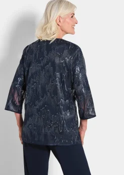 Blusenjacke mit Stickerei und Pailletten