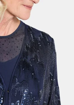 Blusenjacke mit Stickerei und Pailletten