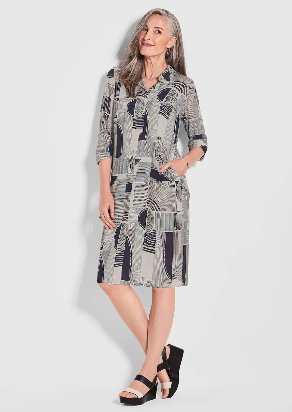 Blusenkleid mit Alloverdruck