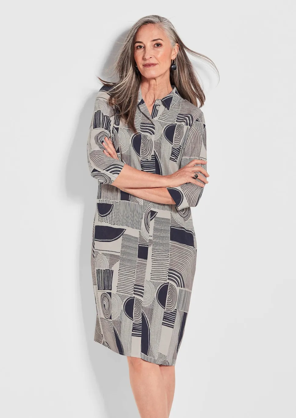 Blusenkleid mit Alloverdruck