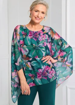 Blusenshirt mit Überwurf aus Chiffon