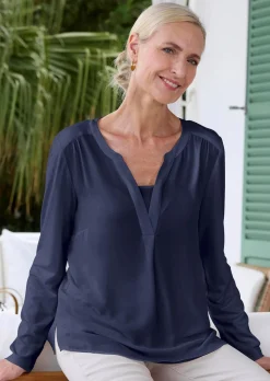 Blusenshirt mit Chiffon-Einsatz