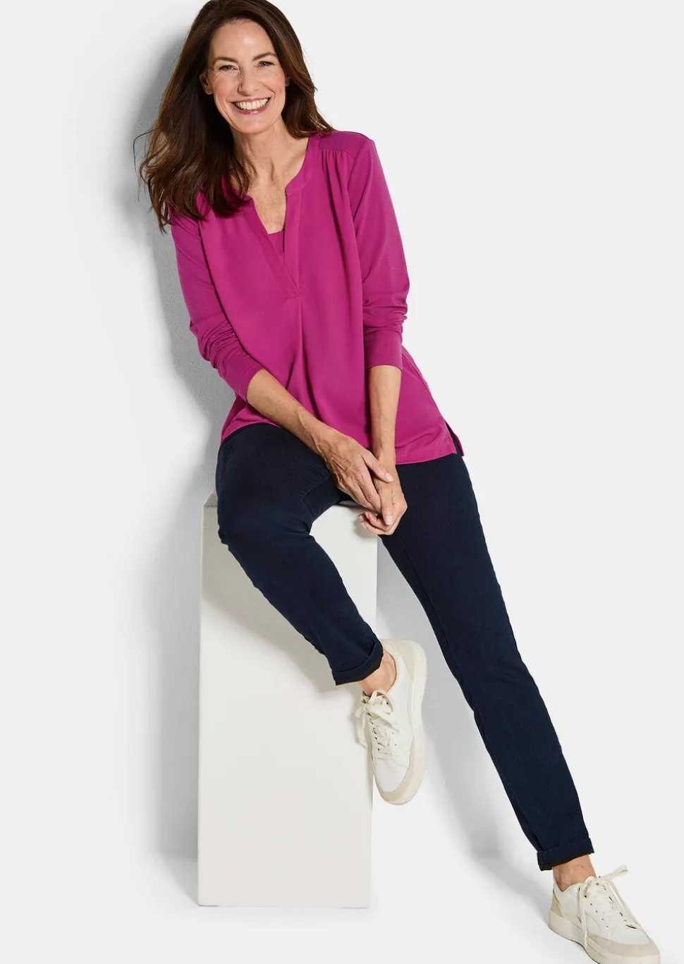 Blusenshirt mit Chiffon-Einsatz