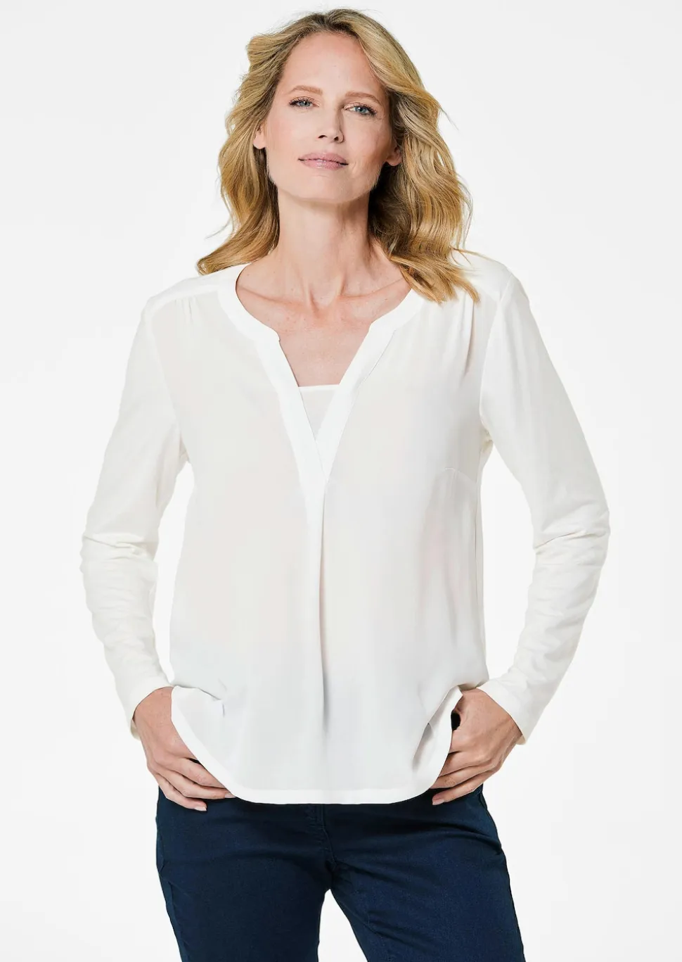 Blusenshirt mit Chiffon-Einsatz