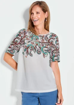 Blusenshirt mit platziertem Paisley-Muster