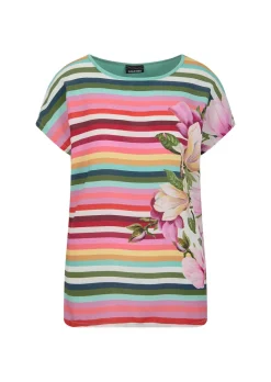 Blusenshirt mit Streifen und Blumen