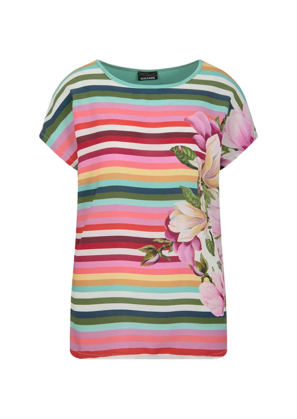 Blusenshirt mit Streifen und Blumen