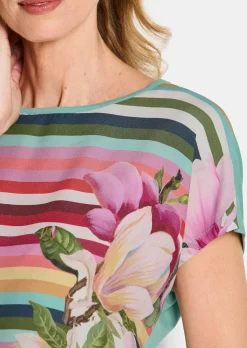 Blusenshirt mit Streifen und Blumen