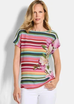 Blusenshirt mit Streifen und Blumen