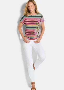 Blusenshirt mit Streifen und Blumen