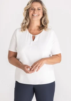 Blusenshirt mit Zierelement am Dekolleté