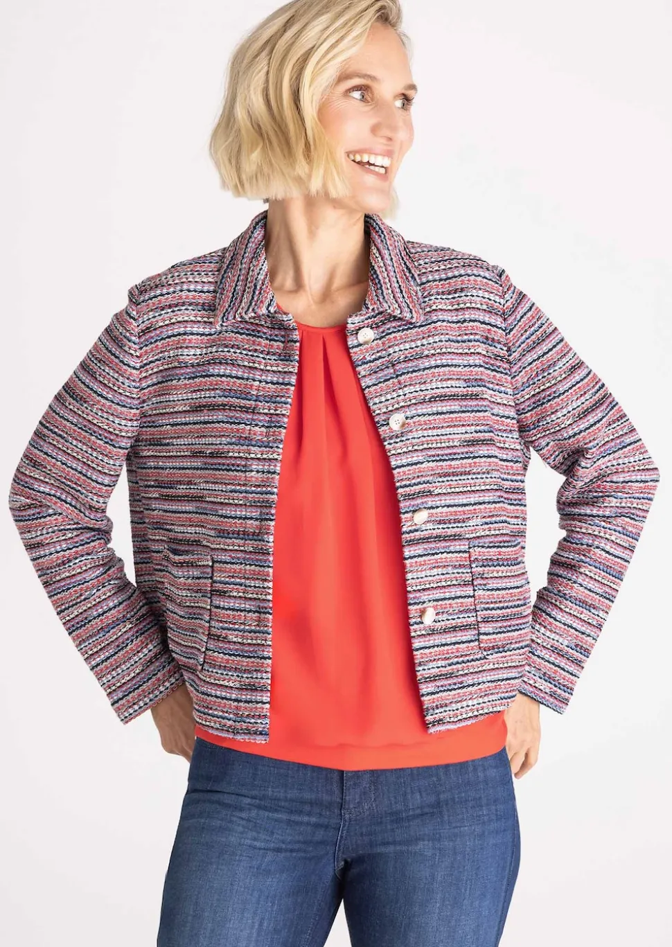 Bouclé-Blazer mit Glanzgarn