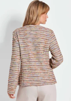 Bouclé-Jacke im Ringel-Look