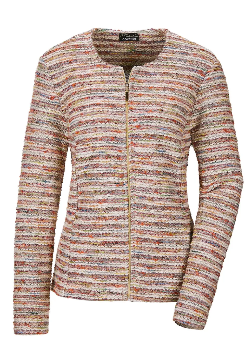 Bouclé-Jacke im Ringel-Look