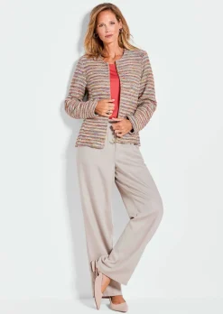 Bouclé-Jacke im Ringel-Look