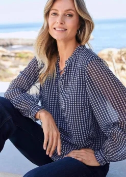 Chiffonbluse mit Gummibündchen