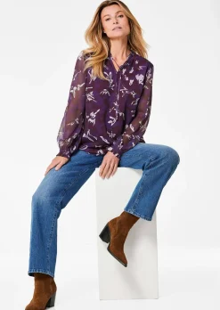 Chiffonbluse mit Gummibündchen