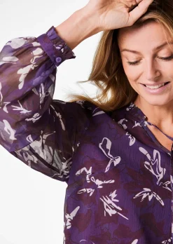 Chiffonbluse mit Gummibündchen