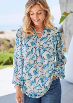 Chiffonbluse mit Gummibündchen