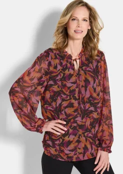 Chiffon-Bluse mit semitransparenten Ärmeln