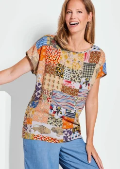 Druckbluse im Patch-Print