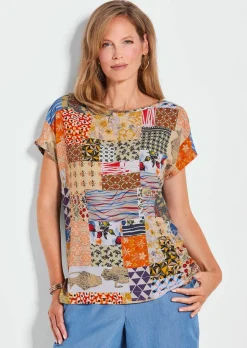 Druckbluse im Patch-Print