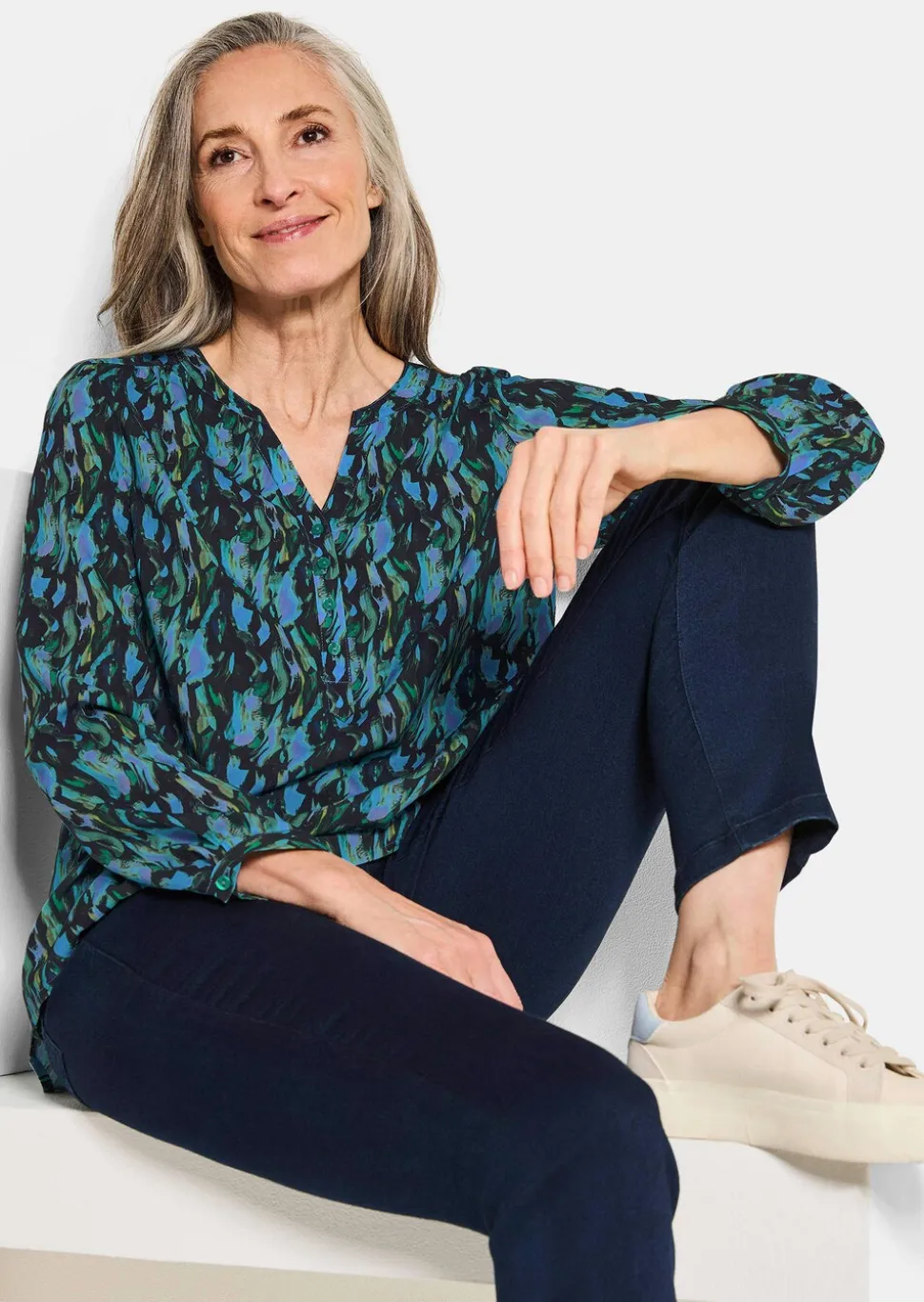 Druckbluse im Unikat-Print