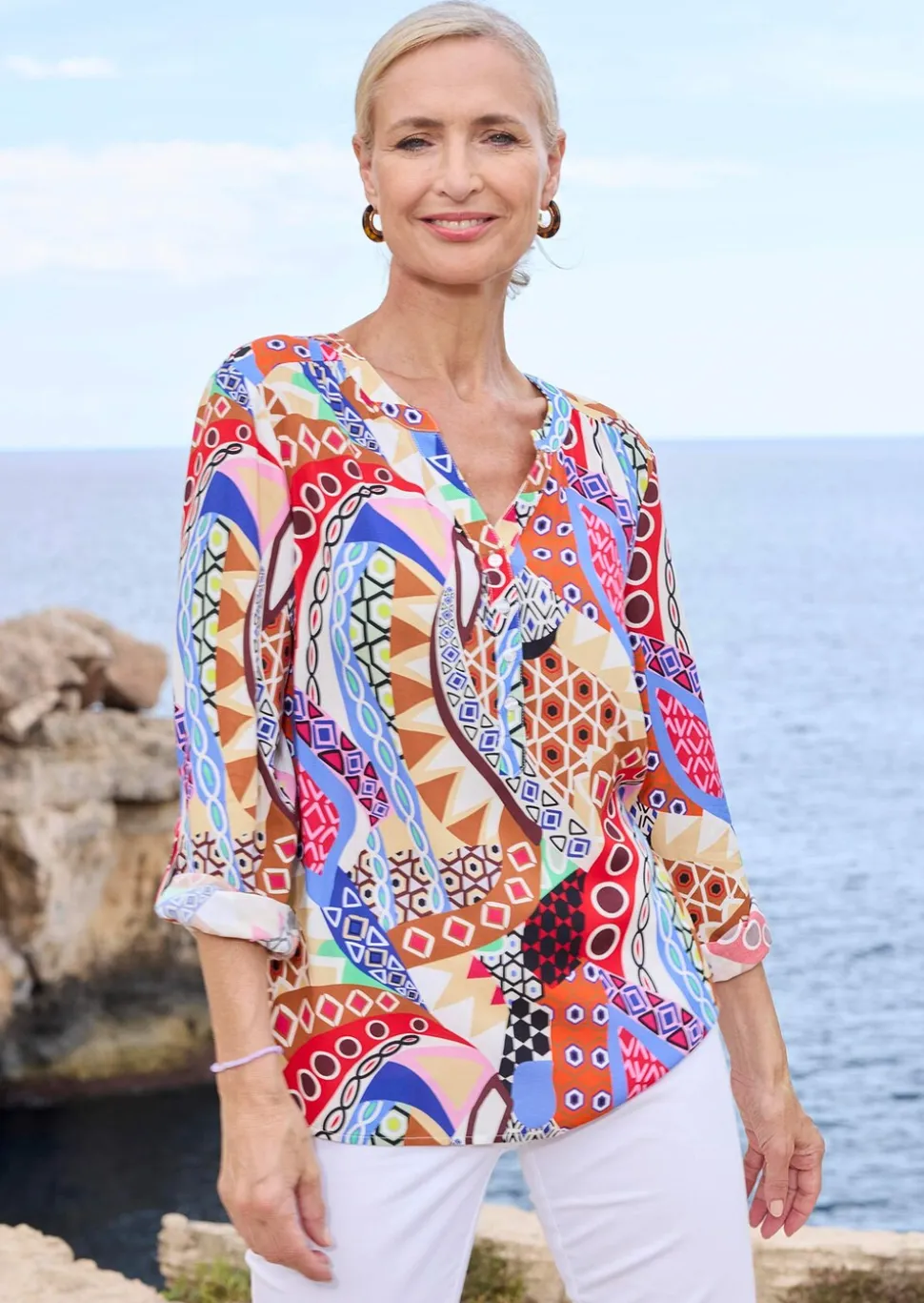 Druckbluse im Unikat-Print