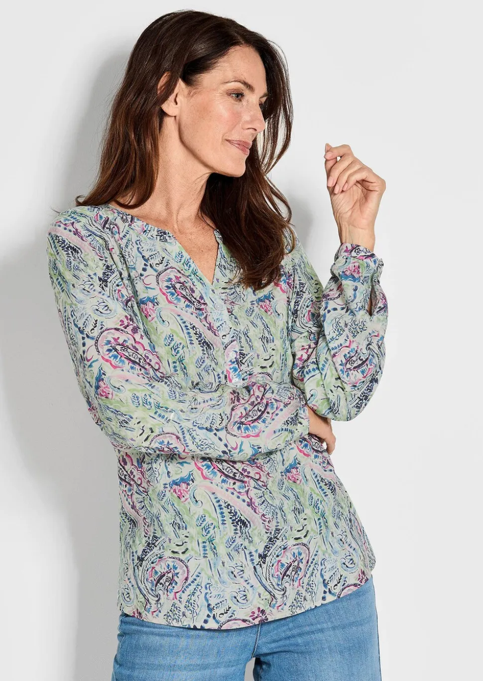 Druckbluse im Unikat-Print