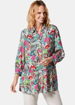 Druckbluse in exotischem Muster