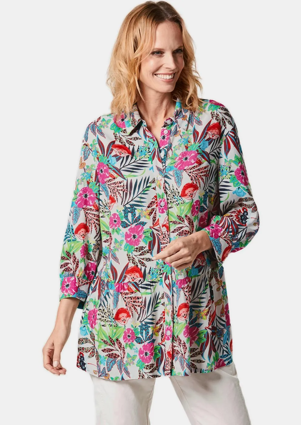 Druckbluse in exotischem Muster