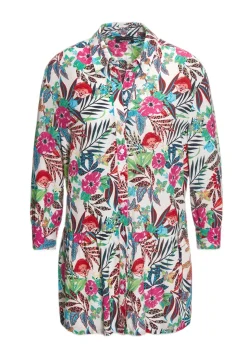 Druckbluse in exotischem Muster