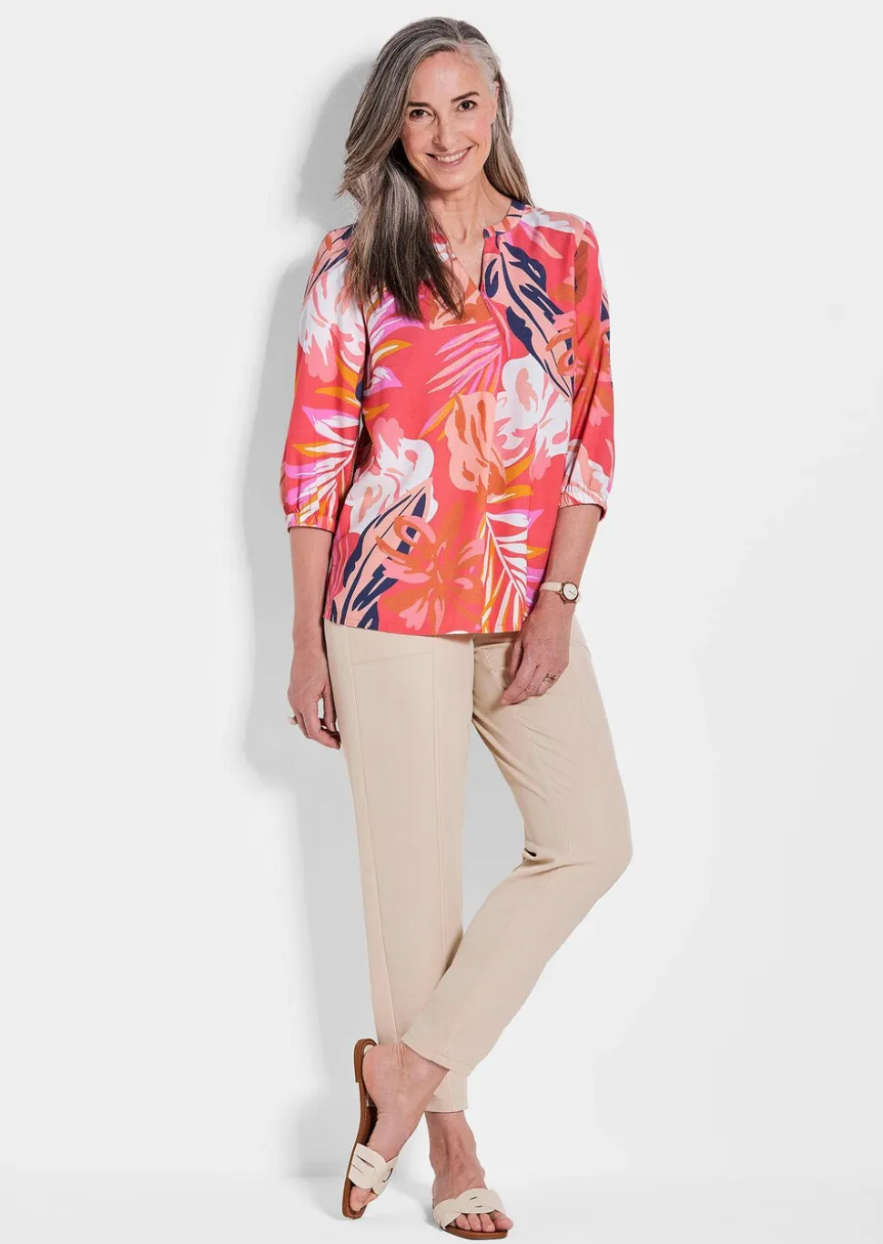 Druckbluse mit Gummibündchen