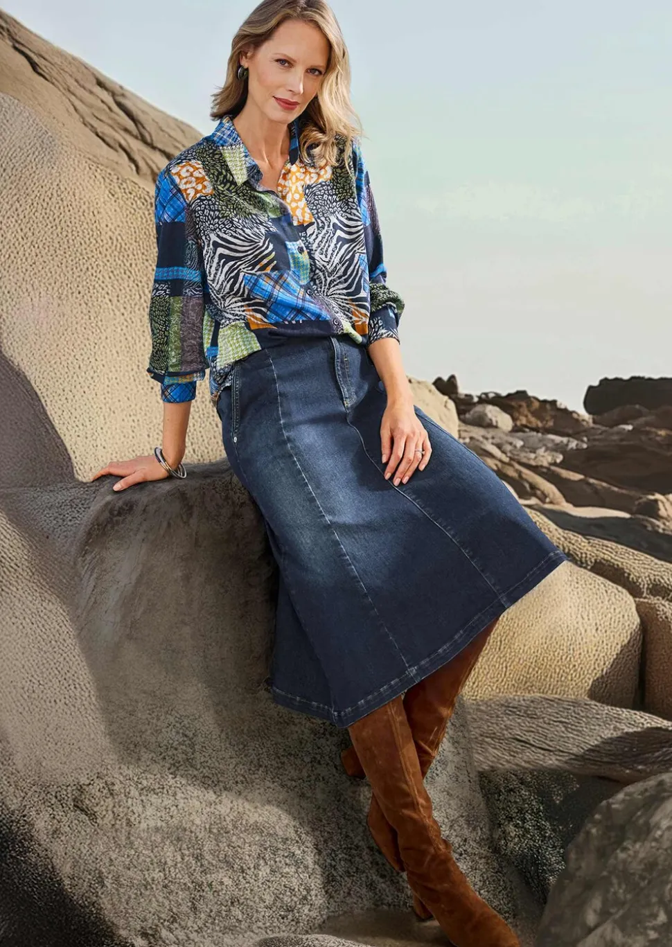 Druckbluse mit Patchmuster