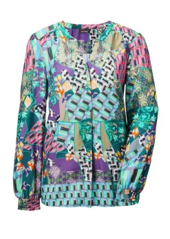 Druckbluse mit Patchmuster