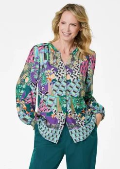 Druckbluse mit Patchmuster