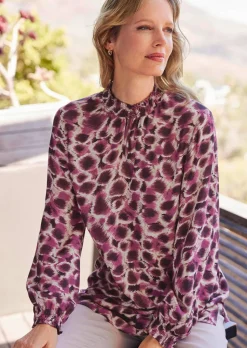 Druckbluse mit Smok-Details