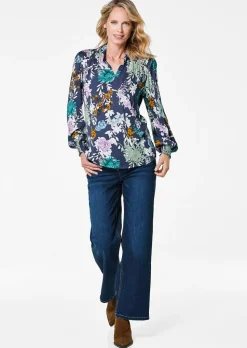 Druckbluse mit Smok-Details