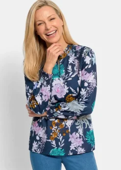 Druckbluse mit Smok-Details