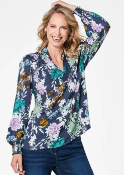 Druckbluse mit Smok-Details