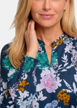 Druckbluse mit Smok-Details