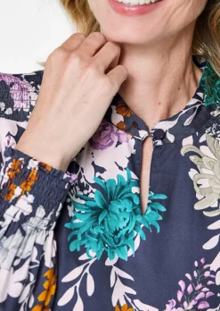 Druckbluse mit Smok-Details
