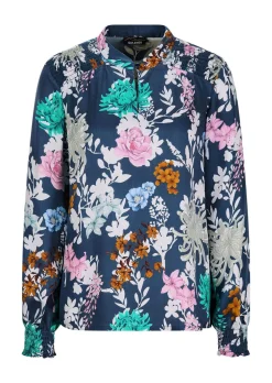 Druckbluse mit Smok-Details