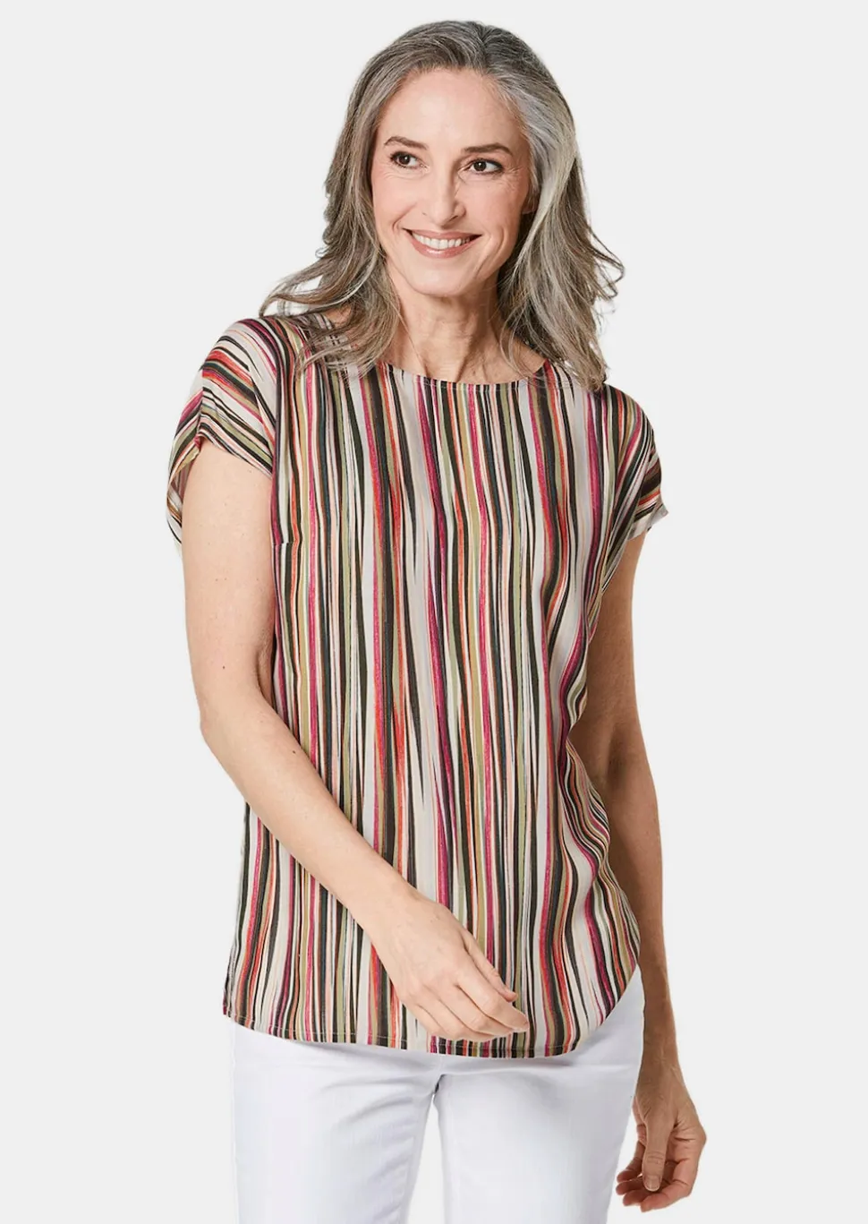 Druckbluse mit Streifendruck