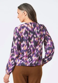 Druckbluse mit Tunika-Ausschnitt