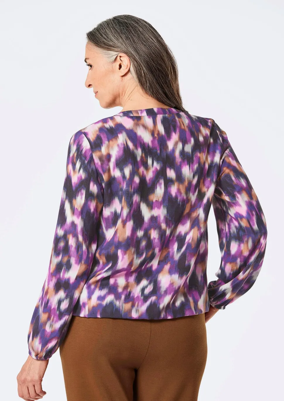 Druckbluse mit Tunika-Ausschnitt