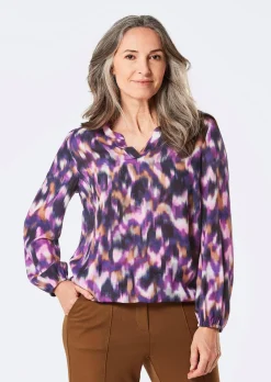 Druckbluse mit Tunika-Ausschnitt